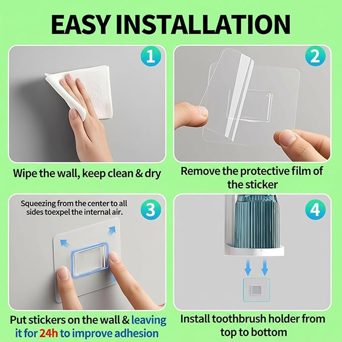 Toothbrush and Toothpaste Holder, Toothbrush Organizer Set with Ventilation, Dust Proof Holder for Bathroom Storage