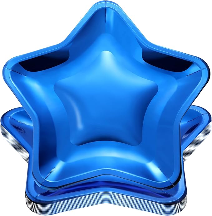 Patelai 30 Pieces Thick Star Shaped Paper Plates Disposable Party Plate Pentagram Dinnerware Decorations for Graduation Independence Day Wedding Birthday Baby Shower, 9.45 Inch(Blue)