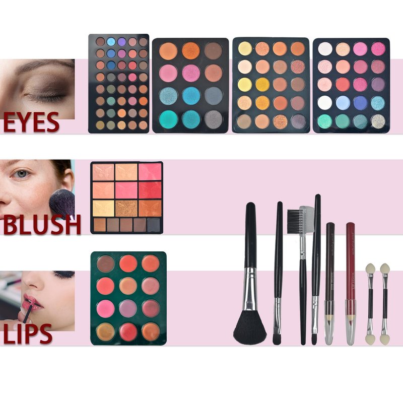 PhantomSky 132 Colors All-in-one Makeup Palette Cosmetic Contouring Kit Gift Box Combination with Eyeshadow, Cream Concealer, Eyebrow Powder, Lip Gloss, Blush and Face Pressed Powder