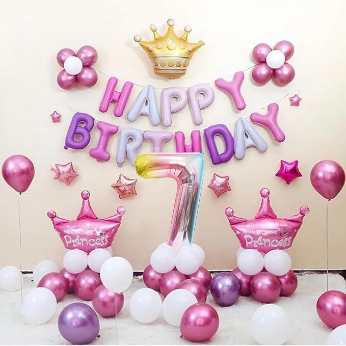 40 Inch Giant Rainbow Number 7 Balloons, Birthday Balloons, Helium Mylar Foil Big Number Balloons for Birthday Party Decorations, Kids' Birthday Anniversary Party Baby Shower Unicorn Parties