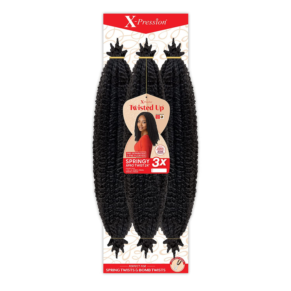 Outre Crochet Braids X-Pression Twisted Up 3X Springy Afro Twist 24" (3-pack, 1)