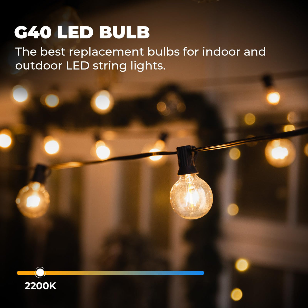 GvvooHome 70 Pack LED G40 Replacement Bulbs for String Lights, Shatterproof Plastic Globe Bulb for Indoor Outdoor Patio Decor, E12 Candelabra Socket Base, Warm White