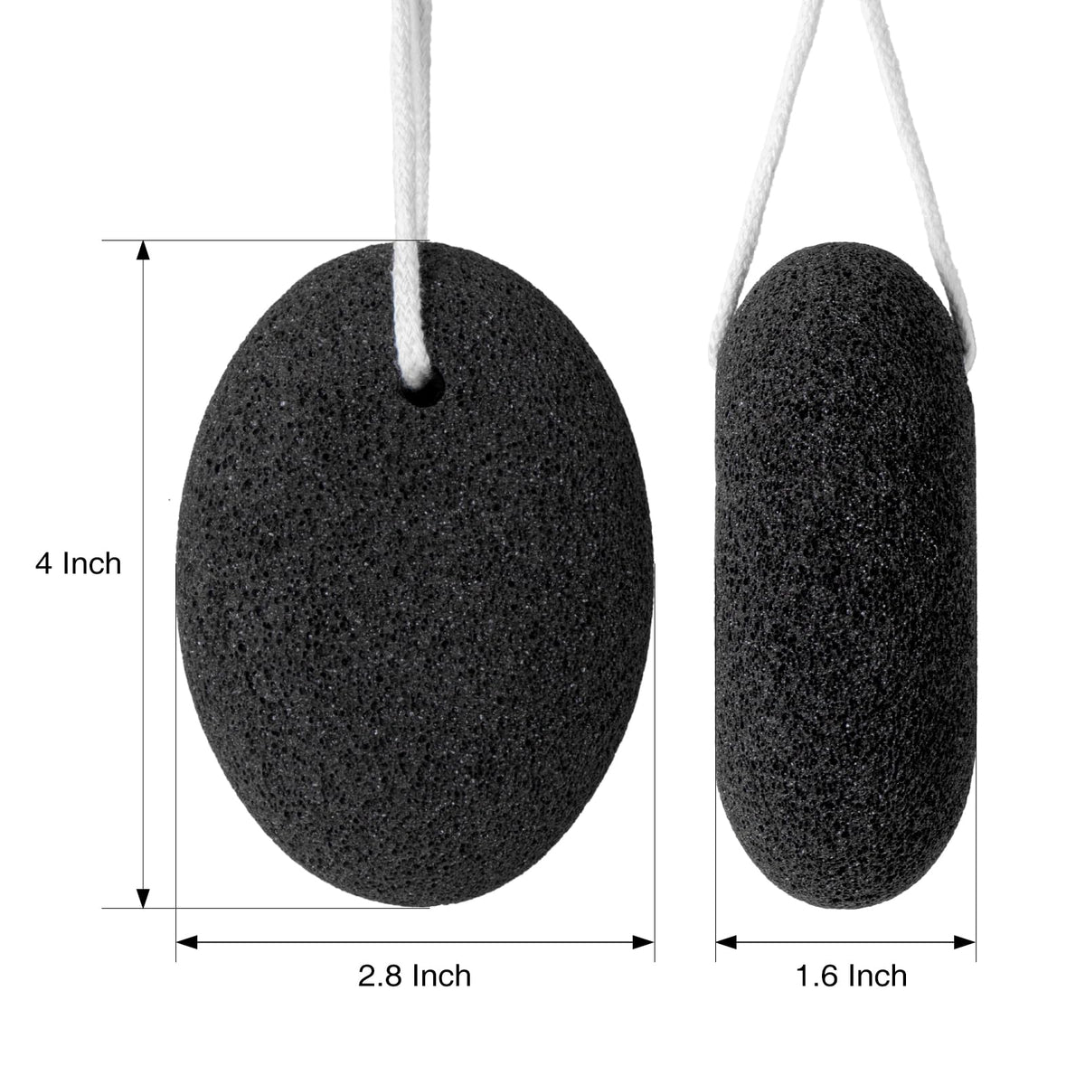 Natural Pumice Stone Set - 3-Pack Oval-Shaped Volcanic Lava Foot Scrubber Files for Callus, Corn, Cracked Heel, and Dead Skin Exfoliation, 4 x 2.8 x 1.6 Inches