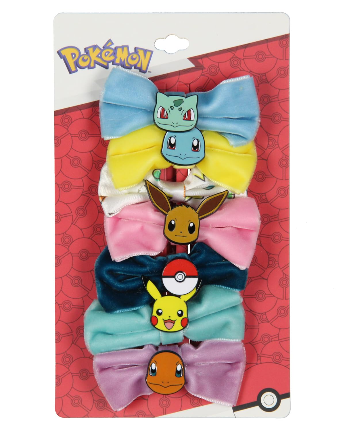 Pokemon Velvet Character Hair Accessories Bows Alligator Hair Clips For Women or Girls 7 Pcs
