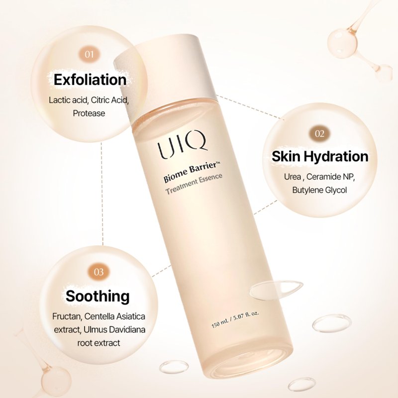 UIQ Biome Barrier Treatment Essence, Nourishing & Hydrating Korean Facial Toner, Gentle Exfoliating Daily Skincare, 150ml / 5.07 fl.oz