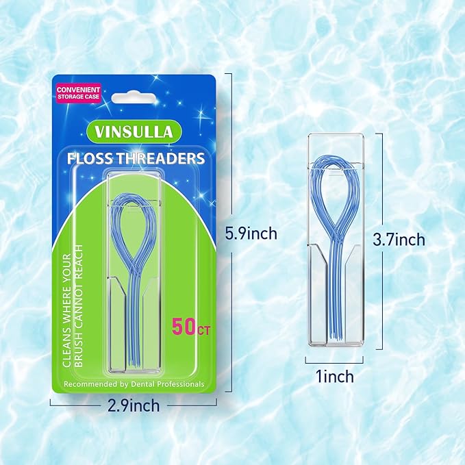 Floss Threaders for Braces, Bridges, and Implants 300 Count (Pack of 6)