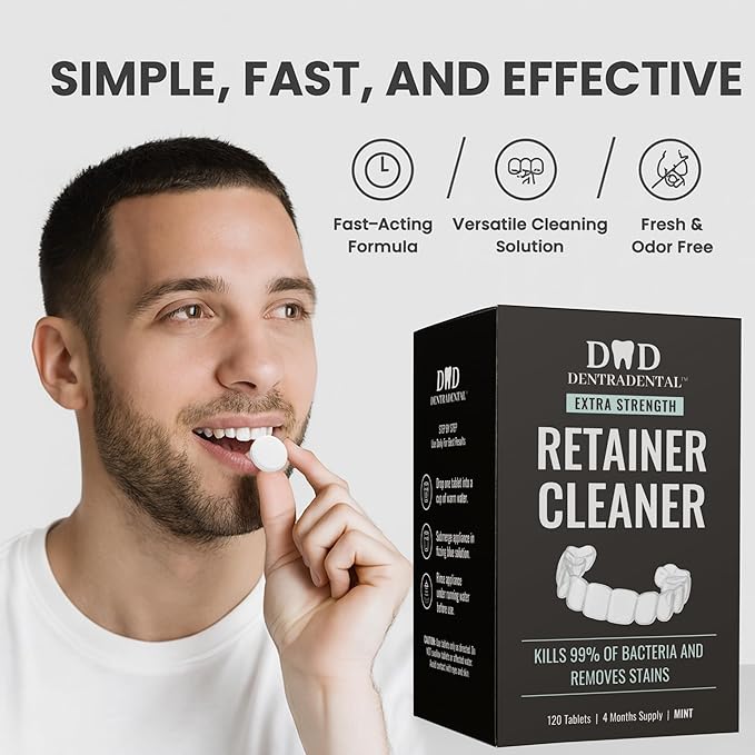 120 Count Retainer Cleaner Tablets for Aligner, Mouth Guard, Night Guard and More. Cleaning Tablets for Ultrasonic Cleaners - Fresh in 3 Minutes - 4 Month Supply - Mint