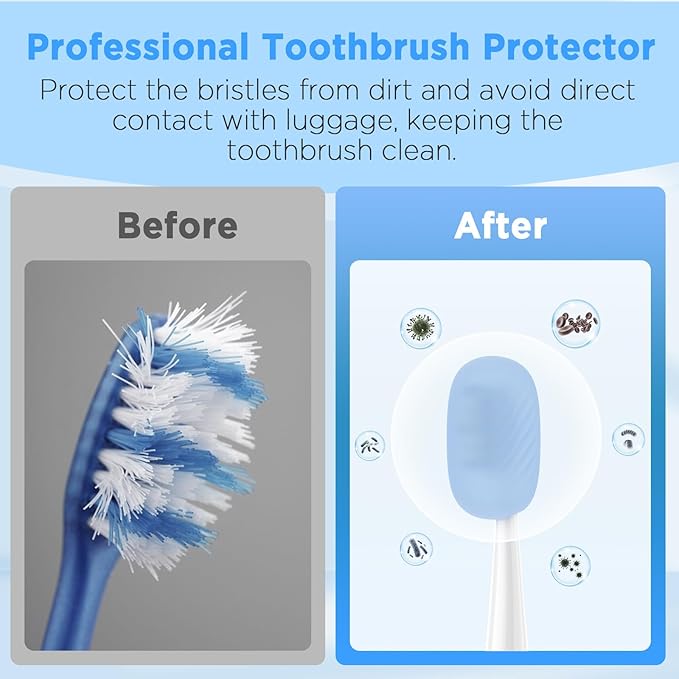 Toothbrush Covers Caps 6 Pack, Silicone Toothbrush Head Protector Replacement for Household Travel, Fits Most Manual and Electric Toothbrushes (Clear, Blue, Pink, Rose Pink, Green, Purple)