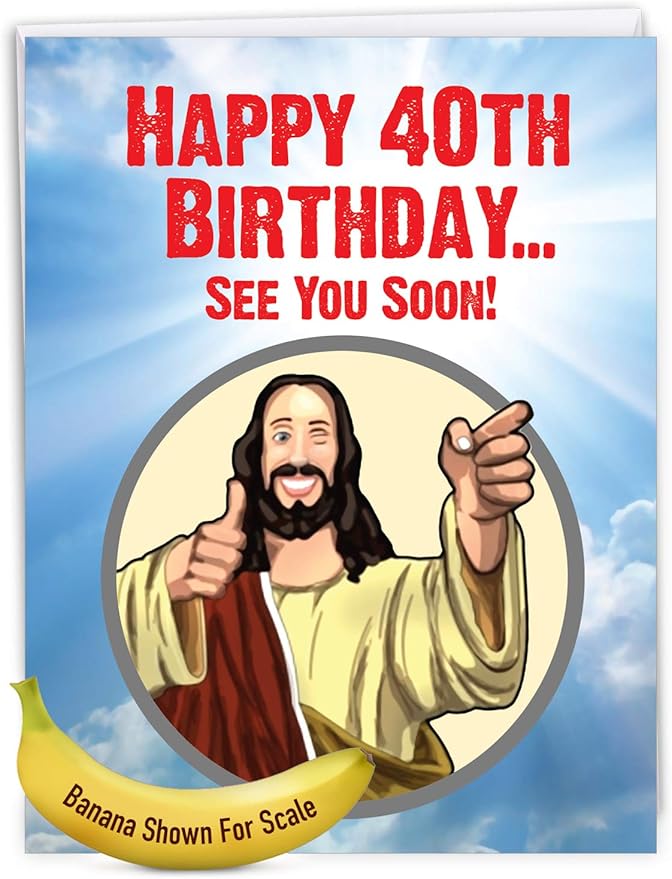 NobleWorks - 40th Funny Birthday Greeting Card (8.5 x 11 Inch) - 40 Years Old, Big Milestone Birthday Humor Card from Group - See You Soon 40 J9064MBG
