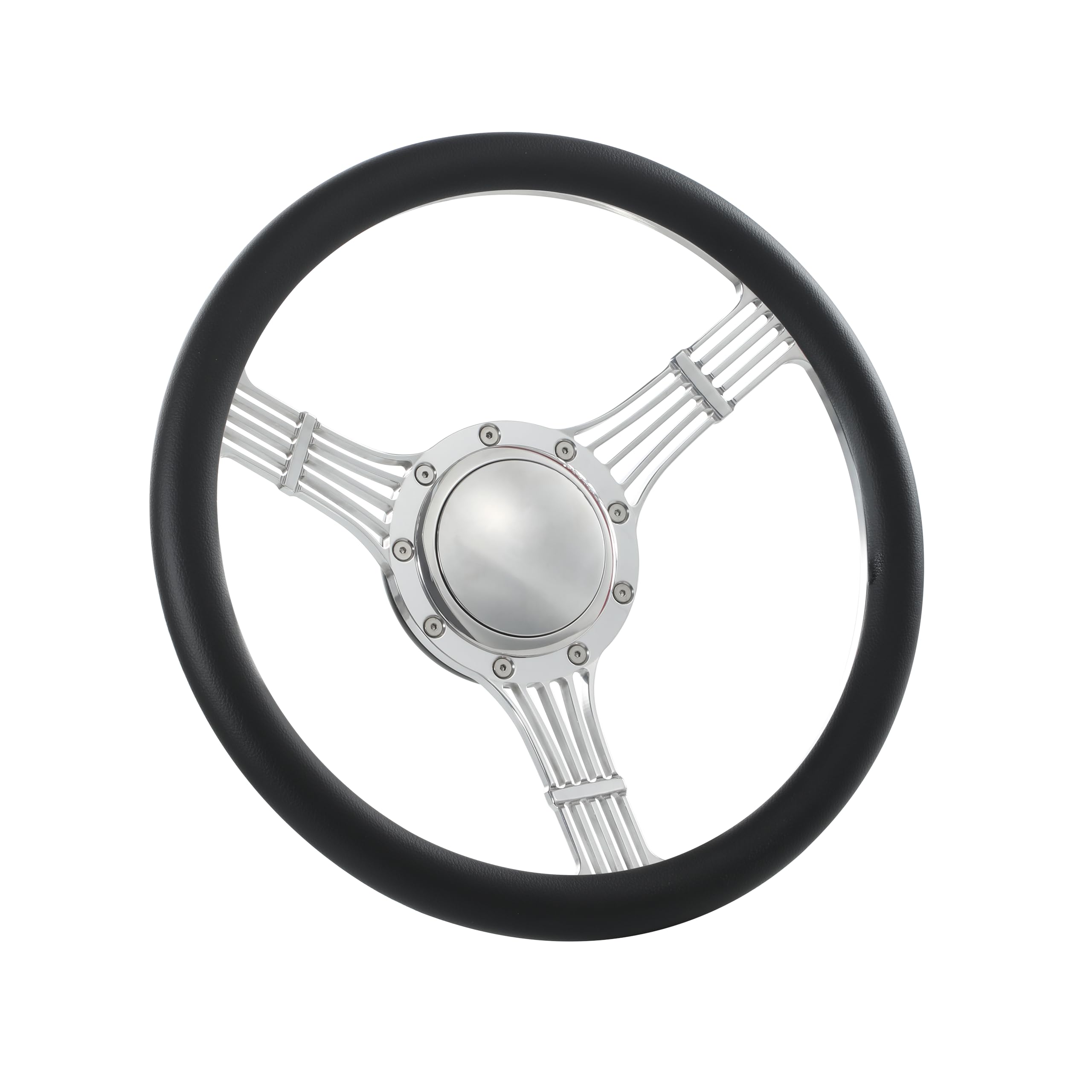 Flashpower 14'' Billet Banjo Half Wrap 9 Bolts Steering Wheel with 2'' Dish and Horn Button (Black)