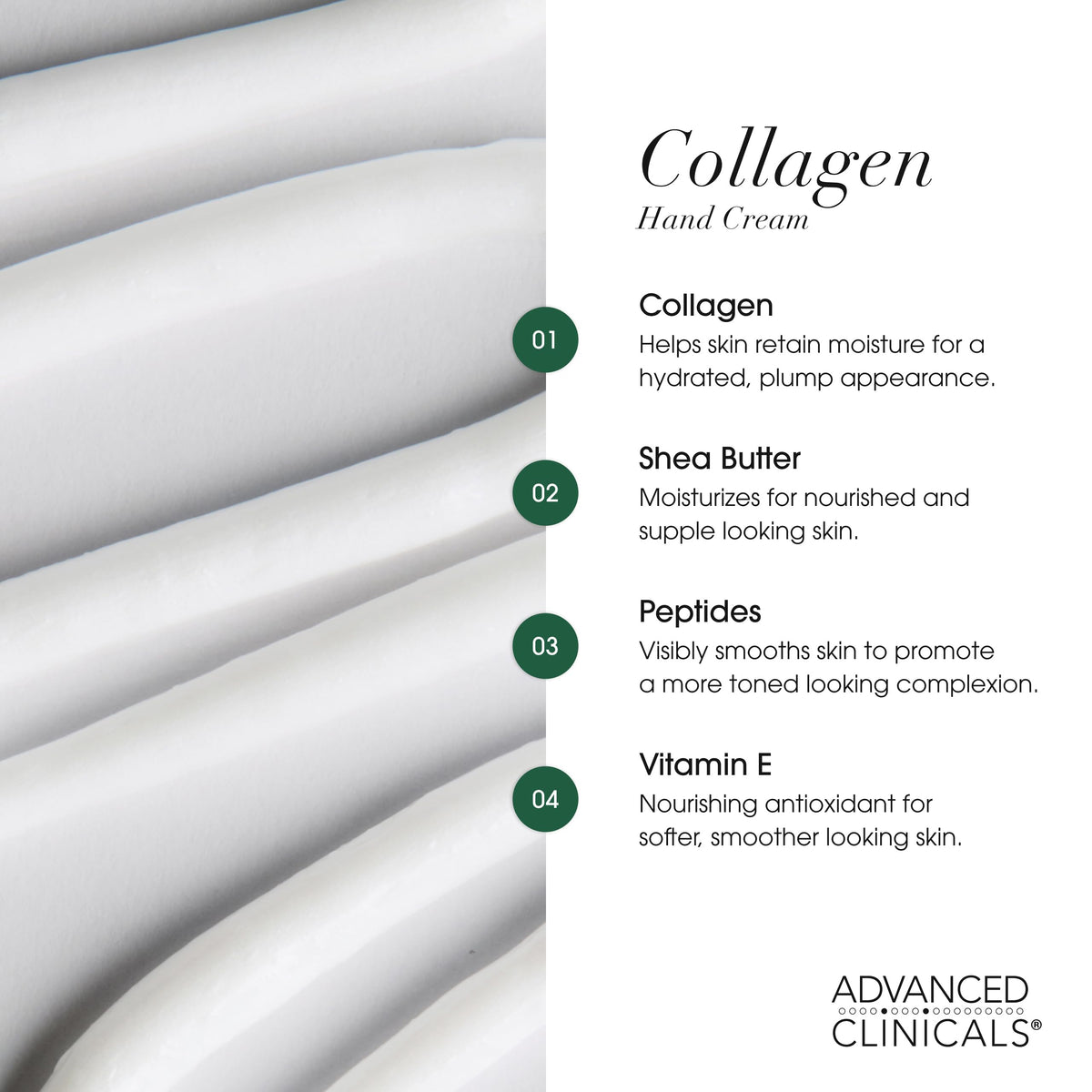 Advanced Clinicals Collagen Hand & Body Cream Skin Care Moisturizer Lotion For Dry Cracked Skin. Soothing & Hydrating Plant Collagen Lotion W/Aloe Vera, Green Tea, & Shea Butter, Large 8 Fl Oz