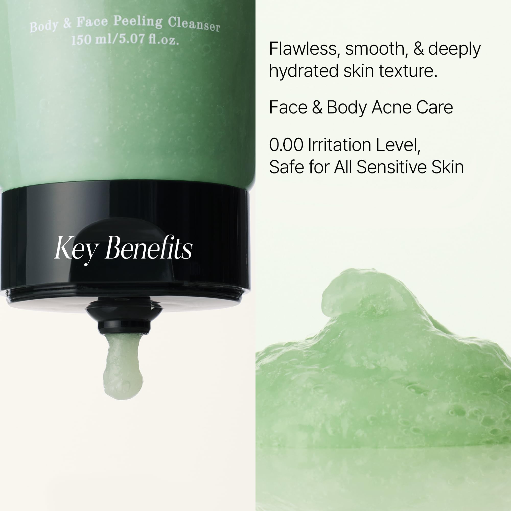 shaishaishai GREEN PAPAYA Body & Face Peeling Cleanser, Papaya Enzyme Exfoliator, Gentle AHA & BHA for Deep Cleansing, Soothing 10% Centella Asiatica, Removes Blackheads, 5.07 Fl Oz