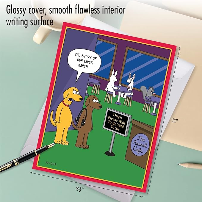NobleWorks Jumbo Hilarious Birthday Greeting Card From Us 8.5 x 11 Inch with Envelope (1 Pack) Oversize Jumbo Bday The Animal Cafe J6384BDG-US