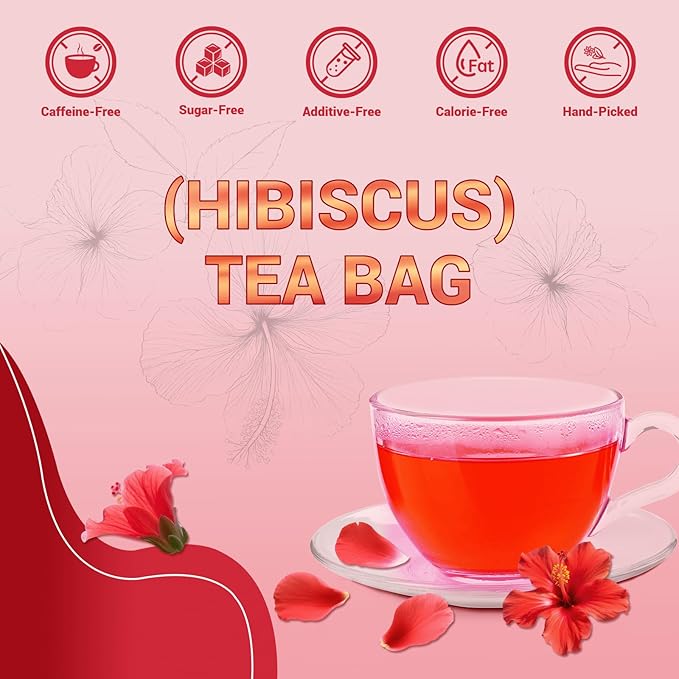 Hibiscus Tea Bags, Hibiscus Flower Herbal Tea - Caffeine & Sugar Free, 120 Teabags