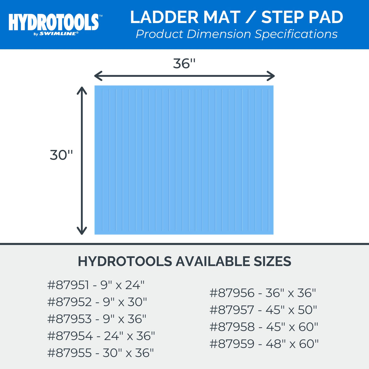 SWIMLINE HYDROTOOLS Protective Pool Ladder Mat for Above Ground Pools – Safety & Stability for Stairs, Steps & Ladders – Premium Durable Material, 30" x 36"