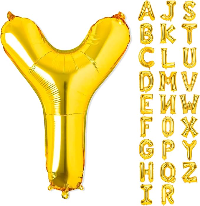 Gold Letter Balloons 40 Inch Y Balloon Letters Y Alphabet Balloons Giant Letters With Straw Big Balloons Foil Large Gold Balloons For Birthday Party Decorations Wedding Thanksgiving Christmas Balloons