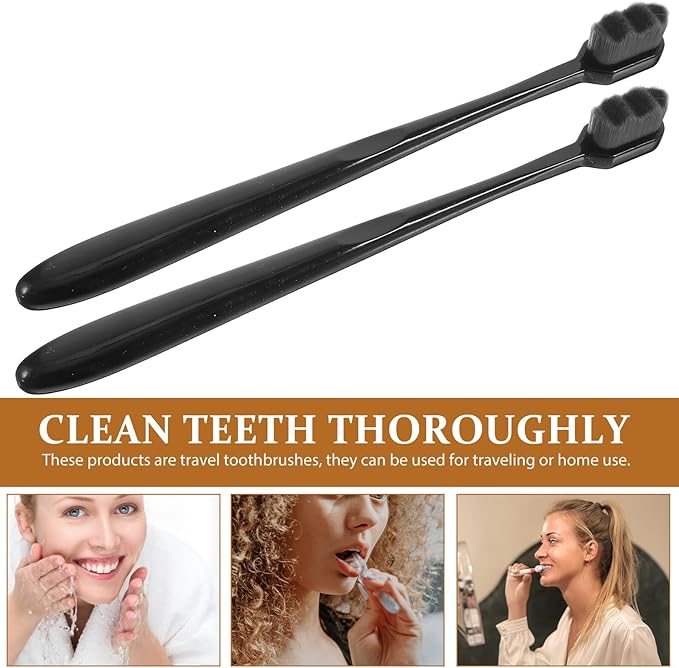 balacoo 4Pcs Soft Bristle Adult Toothbrush Ergonomic Folding Travel Toothbrushes for Sensitive Gums Comfortable Non-Slip Handle Portable Oral Care Random Color