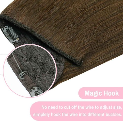 SURNEL Wire Hair Extension Invisible 18 inch Color 4 Medium Brown Secret Fish Line Hair Extensions 80g (#4,18inch)