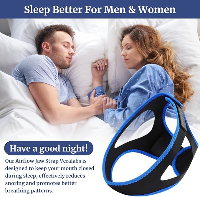 Airflow Jaw Strap, Adjustable & Breathable Anti Snoring Chin Strap, Effective Stop Snoring Solution Keep Mouth Closed