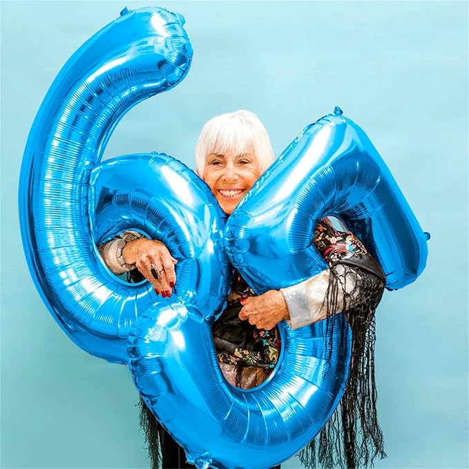60th Birthday Balloons for Men, 40 Inch Giant Blue Foil Number 60 Balloons with Blue Confetti Balloons Kit, Digit 6 & 0 Helium Balloons for Boys Girls Women 6th 60th Anniversary Party Decorations