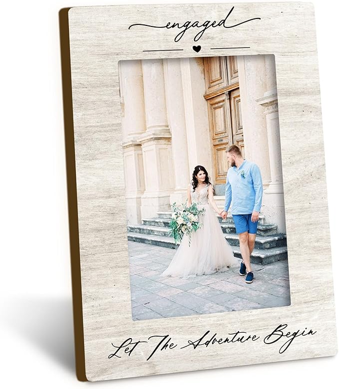 Wedding 4x6 Picture Frame, Engagement Photo Frames, Wedding Gifts for Wife Husband Engaged Couples, Couple Newly Engaged Picture Photo Frames for Desk Decor
