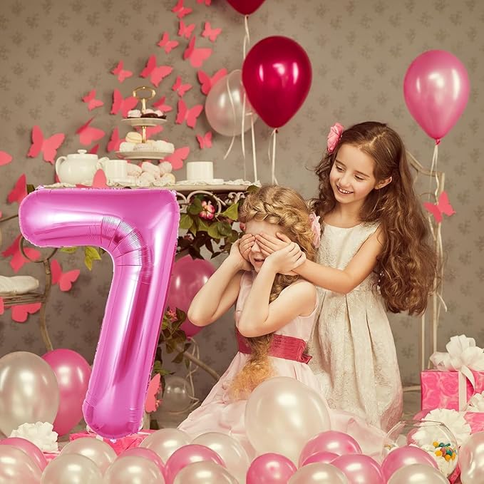 Pink Number Balloons, Large Hot pink Number 7 Balloon 40 Inch Pink 7 Balloon for Men Women Boys Girls 7th Birthday Party Decoration