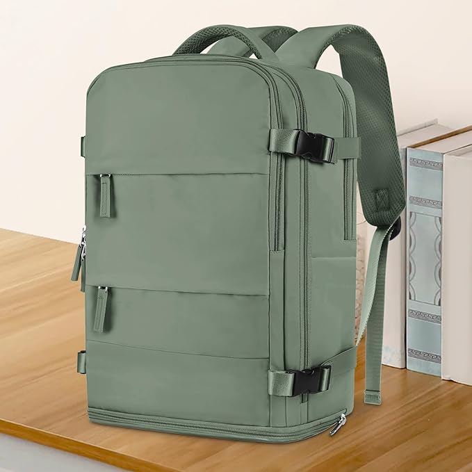 coowoz Travel Backpack For Women Men,Carry On Backpack,Hiking Backpack Waterproof Outdoor Sports Rucksack Casual Daypack Travel Essentials(Olive Green)