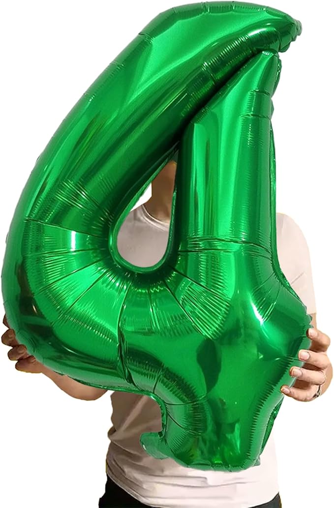 Number Balloons Green Party Balloon - Giant Number 4 Balloon, 40 Inch Large Balloon for St. Patrick's Day Games Theme Birthday Decoration, Girls Boys Party Supplies