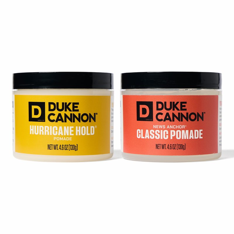 Duke Cannon Pomade 2-Pack Bundle – News Anchor Classic & Hurricane Hold, 4.6 oz Each – Strong Hold, Easy Rinse, Water-Based Formula, Ideal for Short to Medium Styles