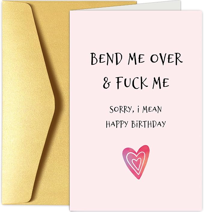 Chenive Dirty Birthday Card for Husband Boyfriend, Rude Husband Birthday Card from Wife, Naughty Boyfriend Birthday Card from Girlfriend, Funny Sexy Bday Card for Him, Bend Me Over & Fuck Me