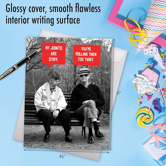 NobleWorks Jumbo Humorous Birthday Greeting Card 8.5 x 11 Inch with Envelope (1 Pack) Large Jumbo Bday Men Stiff Joints J7038BDG