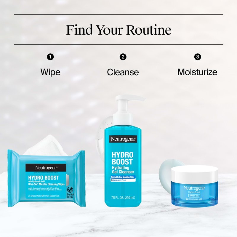 Neutrogena Hydro Boost Cleansing Wipes Makeup Remover for Face Micellar Gently Removes Oil, Dirt, and Waterproof Makeup Daily with Hydrating Hyaluronic Acid, 25 ct