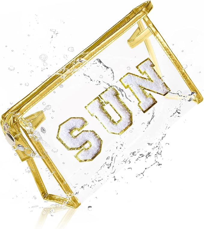 COSHAYSOO Sunscreen Bag Clear Makeup Toiletry Pouch Beach Vacation Essentials for Women Teen Girls Trip Gifts Summer Pool Travel Must Have Accessories Waterproof Stuff