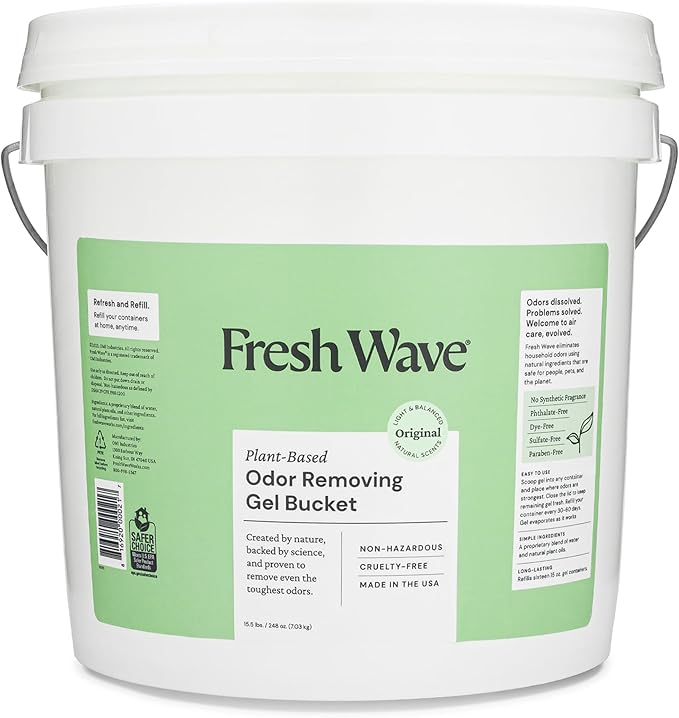 Fresh Wave Odor Removing Gel Bucket, 15.5 lb. (248 oz.), Original Scent Refill - Odor Absorbers for Home, Safer Odor Relief, Natural Plant-Based Odor Eliminator, For Cooking, Trash & Pets