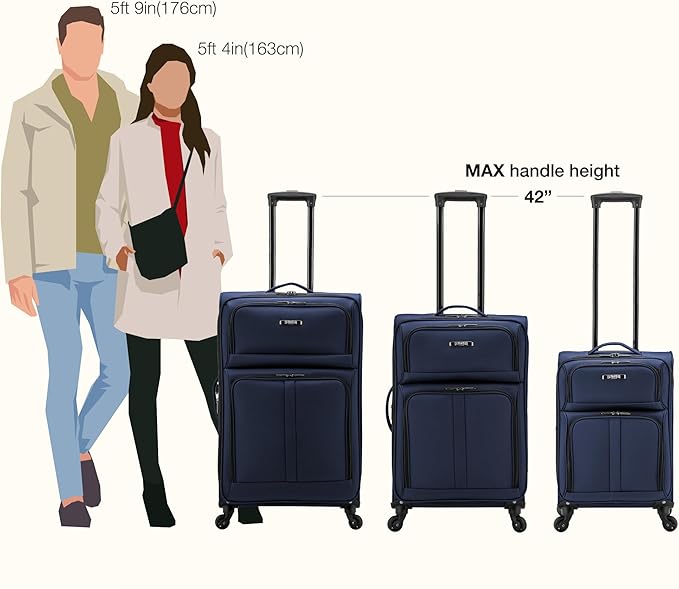U.S. Traveler Anzio Softside Expandable Luggage with Spinner Wheels, Navy, 30-Inch Large
