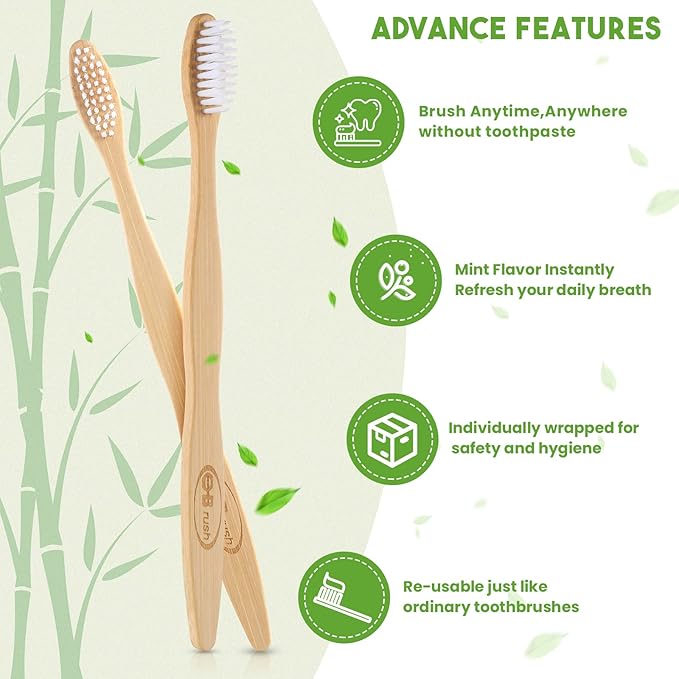 Bamboo Prepasted Toothbrush - Individually Wrapped Pre-Pasted Toothbrush with Bamboo Handles, Medium Soft Bristles Biodegradable Natural Eco-Friendly Sustainable Disposable Toothbrushes (72pcs)