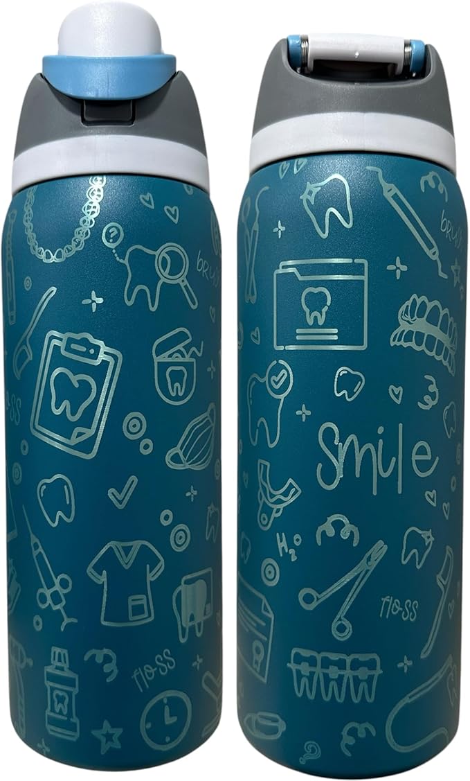 Dental hyginiest tumbler 40oz tumbler Tooth tumbler Dental water bottle Gift for dentist Gift for dental hyginiest Office gift (Teal(71) Dental 3.0(M2))