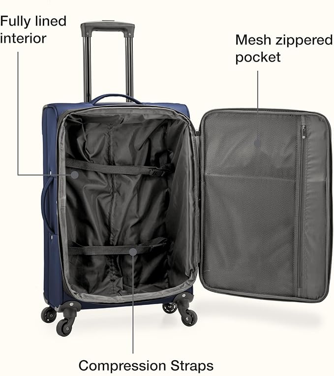 U.S. Traveler Anzio Softside Expandable Luggage with Spinner Wheels, Dark Grey, 2-Piece Set (22/30)