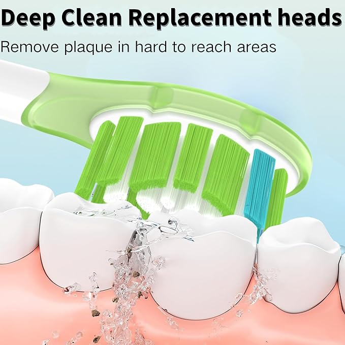 8 Standard Replacement Heads for Philips Sonicare, Click-on Electric Toothbrush Heads with Soft TPE Bumper & Noise Reduction Metal Ring & Tongue Cleaner, Medium Bristles of Dupont