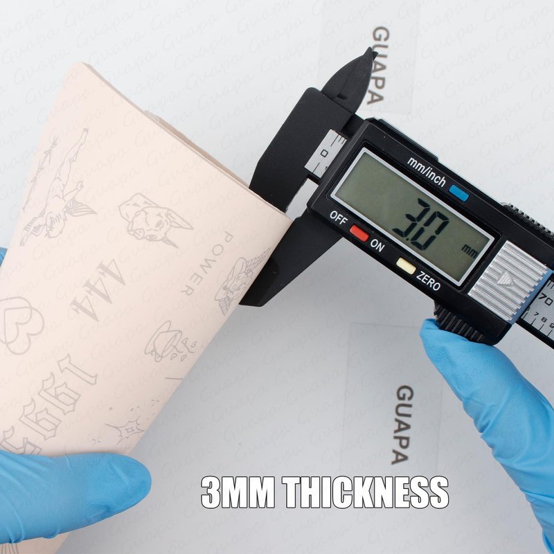 Guapa 3MM Pre-Printed Tattoo Practice Skin – 5.7×8.2"" Thick Silicone Fake Skin for Fine Line Tattoos – Realistic Double-Sided Tattoo Skin for Beginners & Artists (White 3PCS and pink 3PCS)