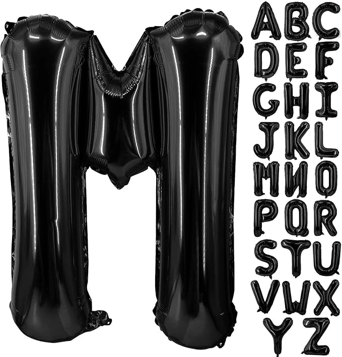 Lovoir 40 Inch Large Black Letter M Balloons Big Size Jumbo Mylar Foil Helium Balloon for Birthday Party Celebration Decorations Alphabet Black M