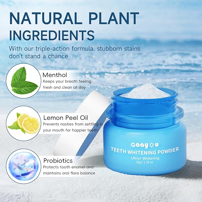 Teeth Whitening Powder 2PCS Tooth Powder Instant Tooth Whitening Mint Flavor Teeth Whitener Toothpaste Powders for Tooth Stain Removal 100g/3.53oz