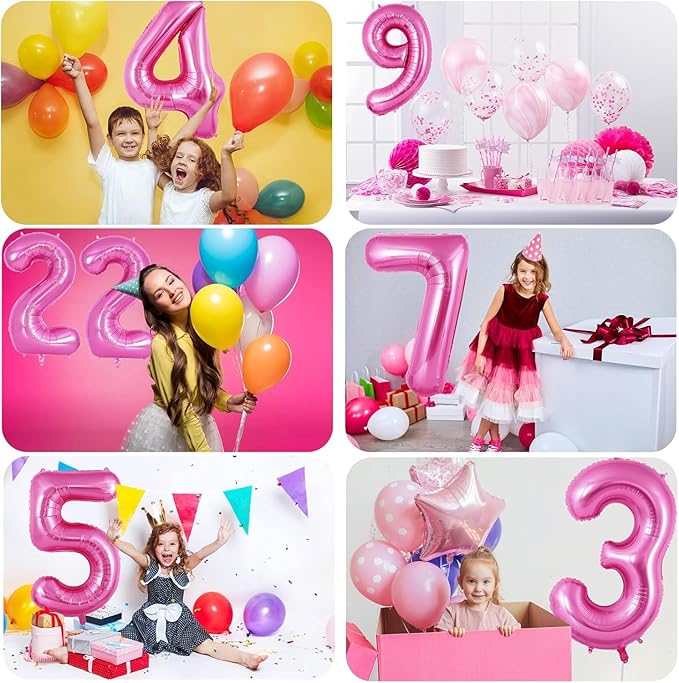 Pink Number Balloons, Large Hot pink Number 5 Balloon 40 Inch Pink 5 Balloon for Men Women Boys Girls 5th Birthday Party Decoration