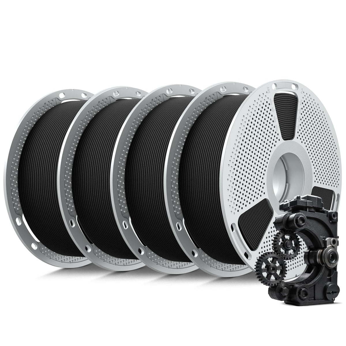 SUNLU Nylon and PC-ABS 4-Pack Combo 1.75mm 3D Printer Filament - Includes PA6-CF 20% Carbon Fiber, PA12-CF, PA6-GF 25% Glass Fiber, PC-ABS, 4kg in Total, 1kg per Spool, 4 Pack, 4000g, (4xBlack)