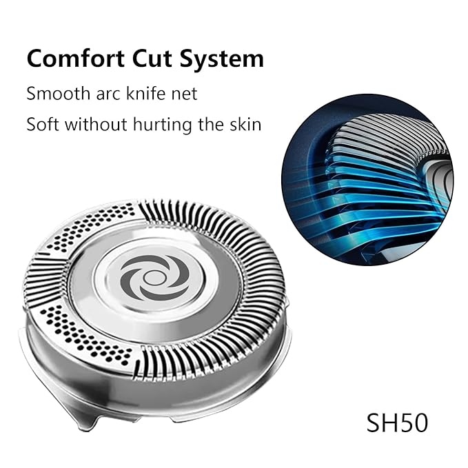 6P SH50 Replacement Heads Compatible with Series 5000 (S5xxx), PT8xx & More - Electric Shaver Replacement Head for Men