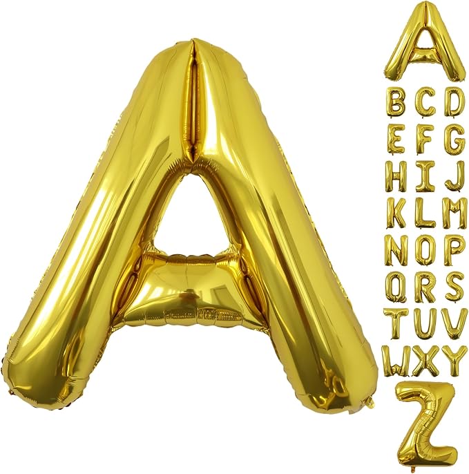 Letter Balloons Gold Party Balloon - 40 Inch Large Gold Letter A Balloon, Letter Balloon Birthday Decorations, Balloon for Women Men Anniversary Party Decorations Supplies