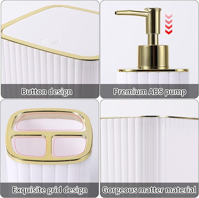 26PC Bathroom Set - Gorgeous White Bathroom Set, Bathroom Accessories Set, Pink Shower Curtain Set with Bathtub Mats for Shower Tub