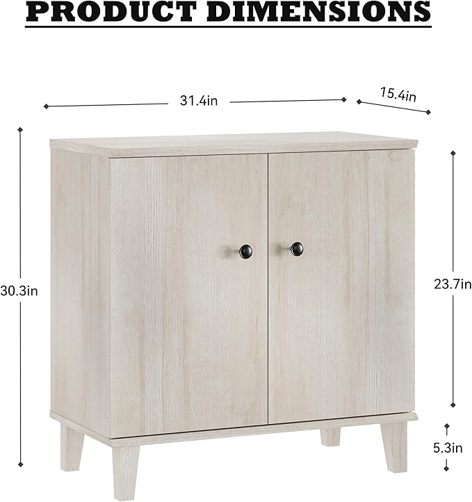 Modern Storage Cabinet Buffet Storage with Wood Legs and Adjustable Shelf for Dinnig Room Living Room Entryway,Light Oak