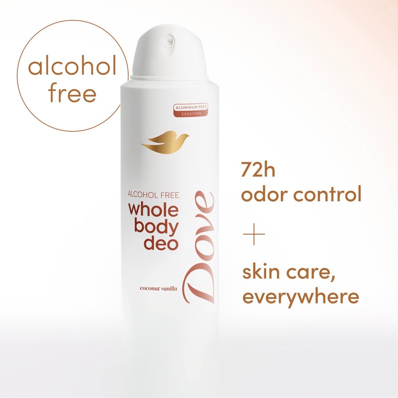 Dove Whole Body Deodorant Spray for Women, Alcohol Free, Scent: Coconut Vanilla, 4 oz