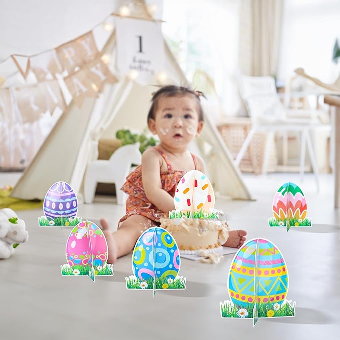 Gyufise 12 Pack Happy Easter Honeycomb Centerpieces for Table Decorations Bunny Easter Egg Centerpieces Decor for Easter Day Birthday Anniversary Party Supplies